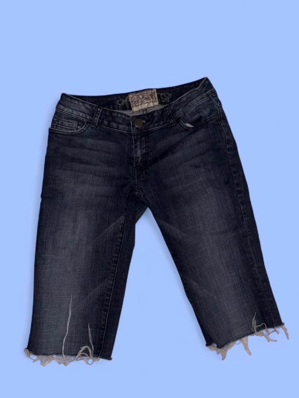 American Rag Women's Dark Indigo Frayed Hem Denim Bermuda Shorts